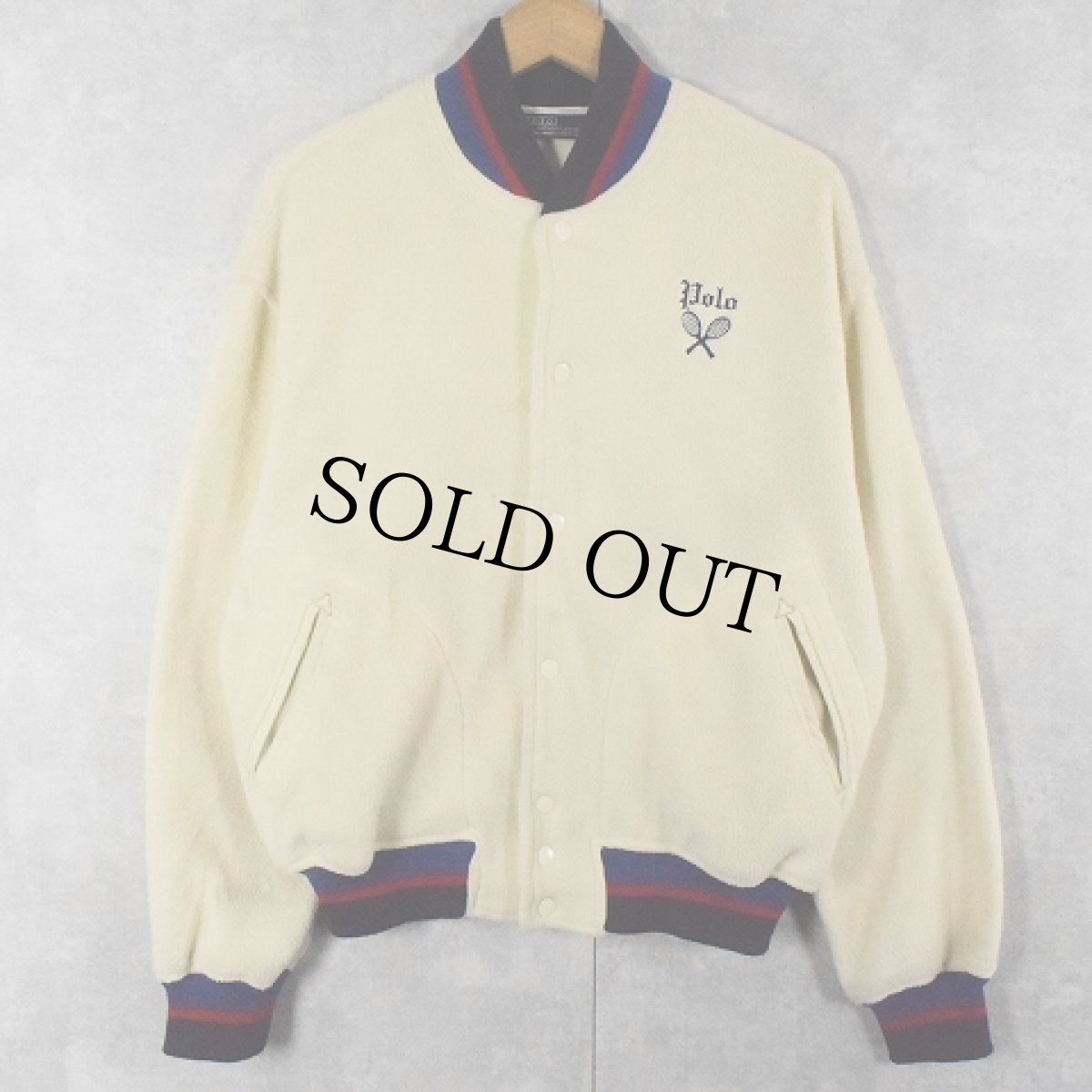 画像2: 80's POLO Ralph Lauren ロゴ刺繍 フリース スタジャン S (2)