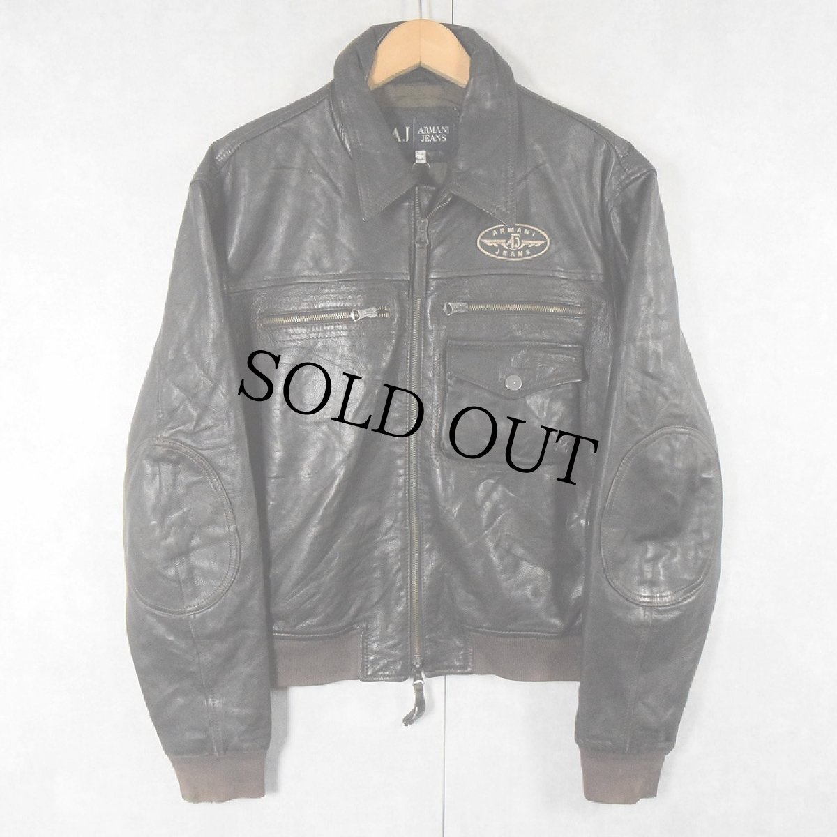 画像2: ARMANI JEANS シングルライダースジャケット DARK BROWN 32 (2)