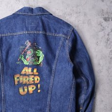 画像1: 70's Levi's 70505 USA製 "ALL FIRED UP!" プリントデニムジャケット  (1)
