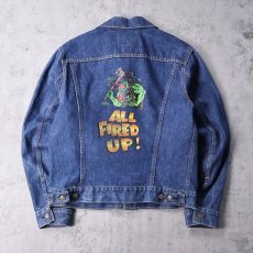 画像2: 70's Levi's 70505 USA製 "ALL FIRED UP!" プリントデニムジャケット  (2)