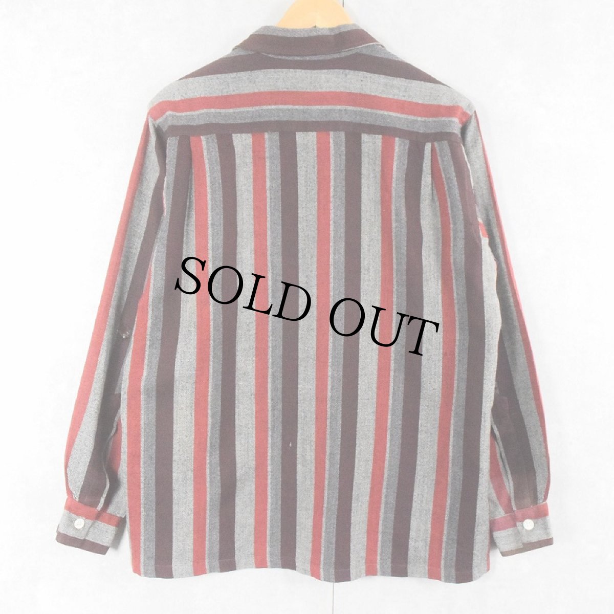 画像2: 50〜60's Nowak's マルチストライプ柄 アクリルオープンカラーシャツ M (2)