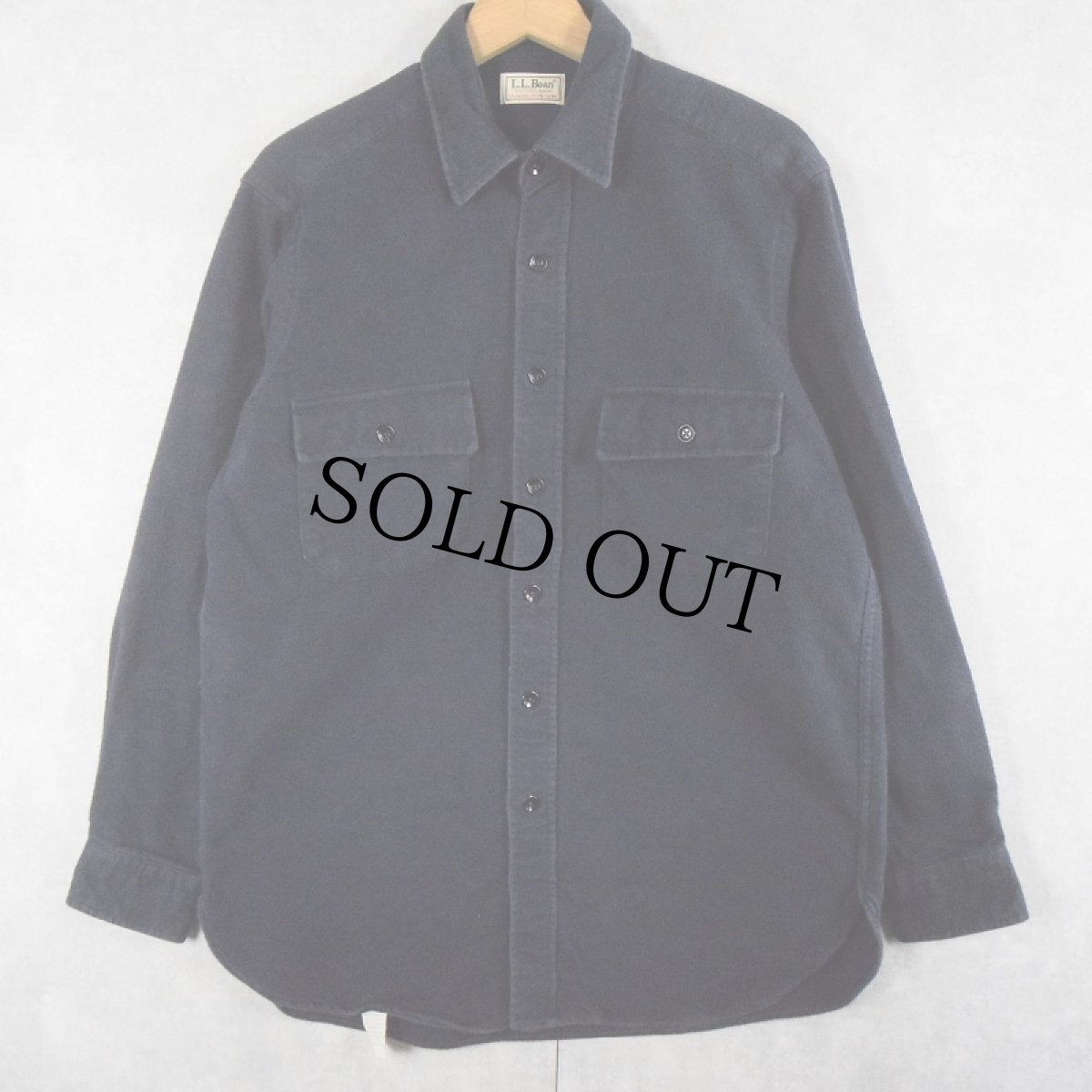 画像1: 80's L.L.Bean USA製 シャモアクロスシャツ NAVY SIZE15 1/2 (1)