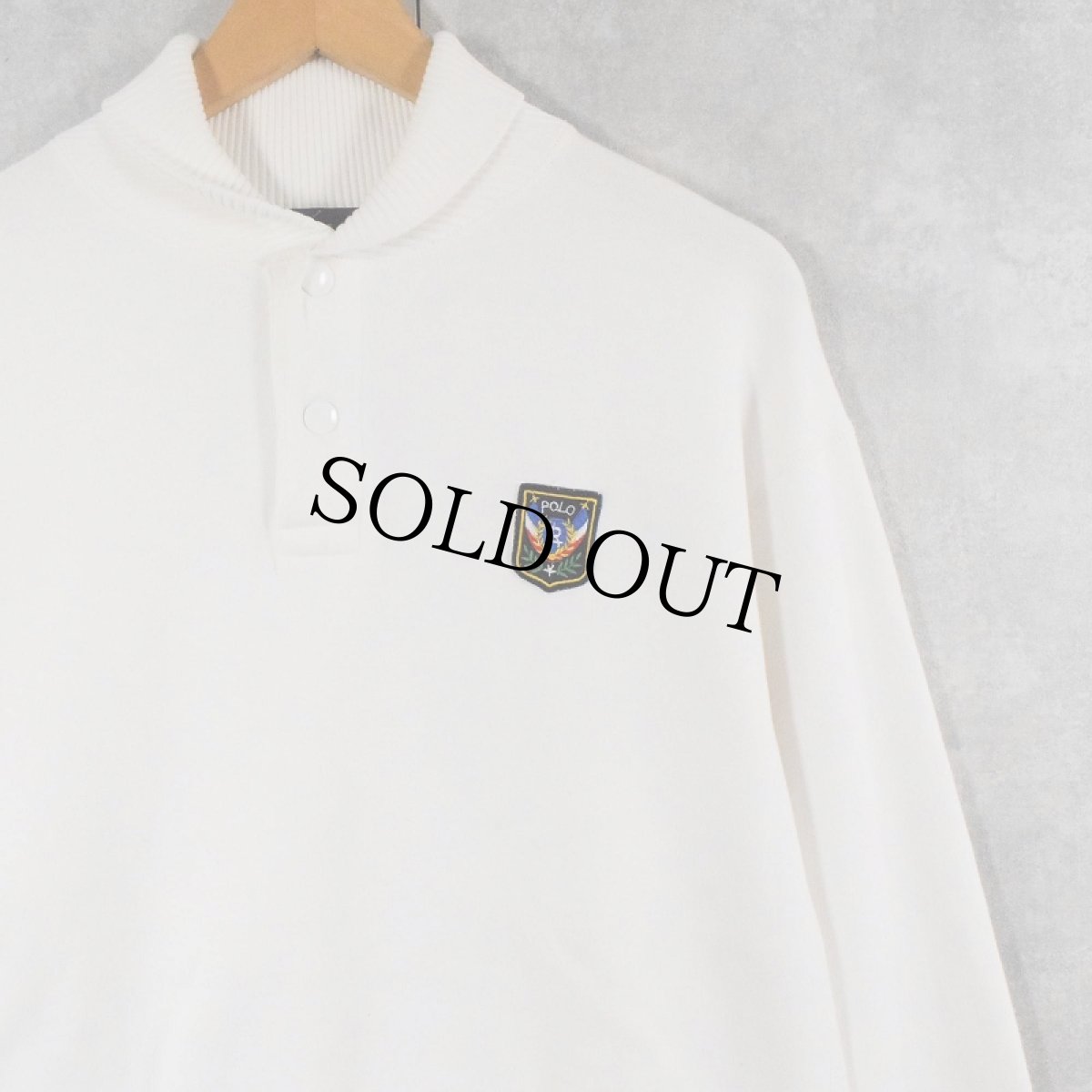 画像1: Ralph Lauren "UNI CREST PATCH" ハーフスナップスウェット M (1)