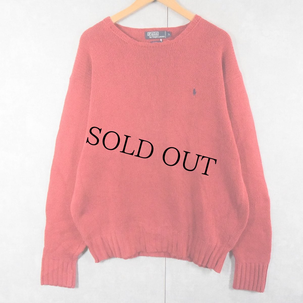画像1: POLO Ralph Lauren ロゴ刺繍 コットンニットセーター L (1)