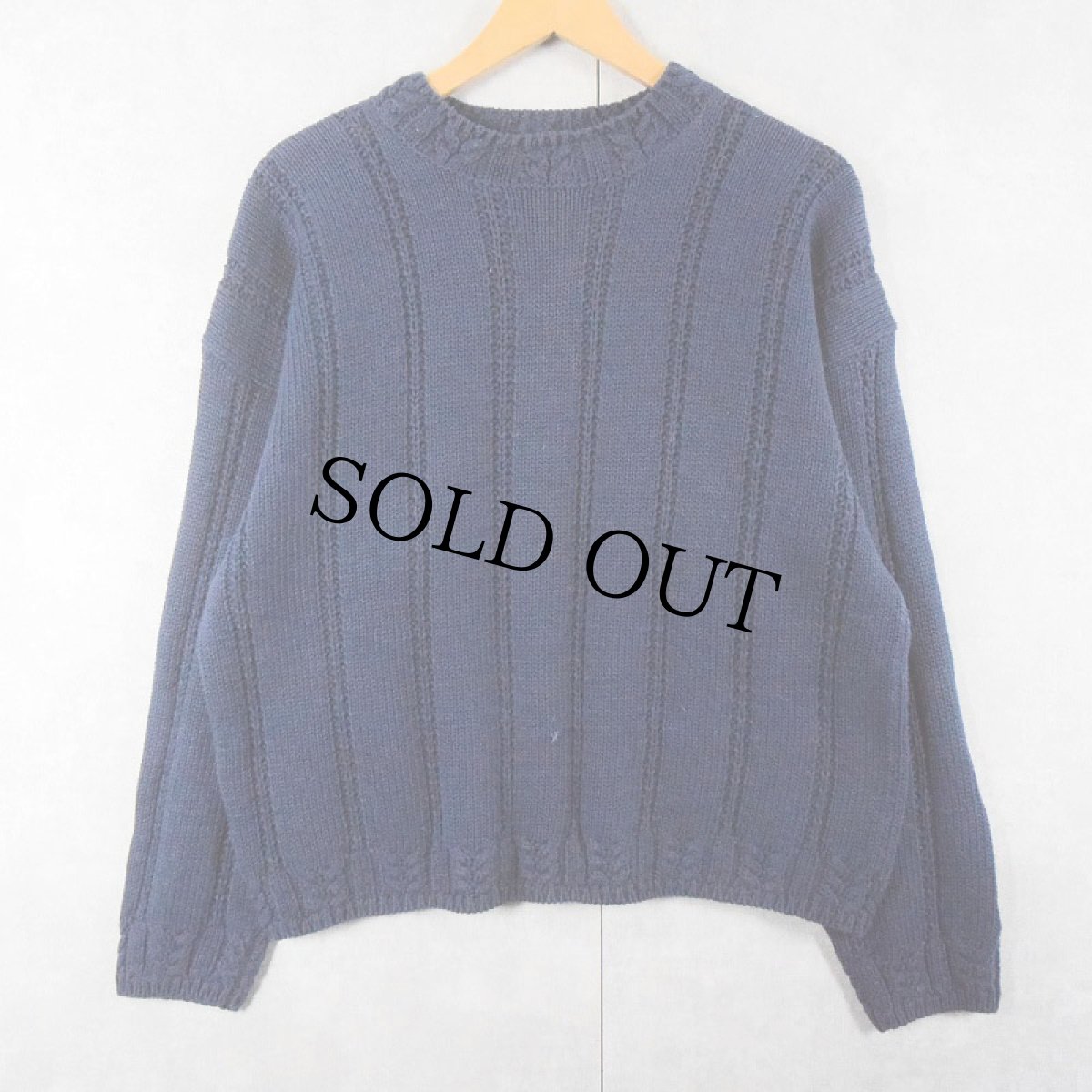 画像2: 90's GAP ストライプ柄編み ラミー×コットンニットセーター NAVY L (2)