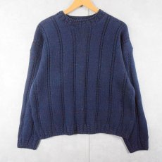 画像2: 90's GAP ストライプ柄編み ラミー×コットンニットセーター NAVY L (2)
