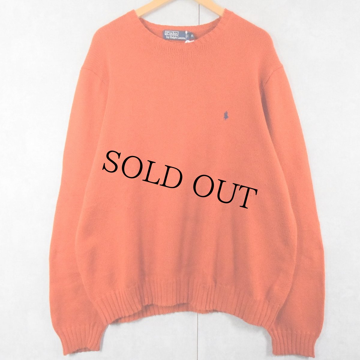 画像1: POLO Ralph Lauren ロゴ刺繍 コットンニットセーター XL (1)