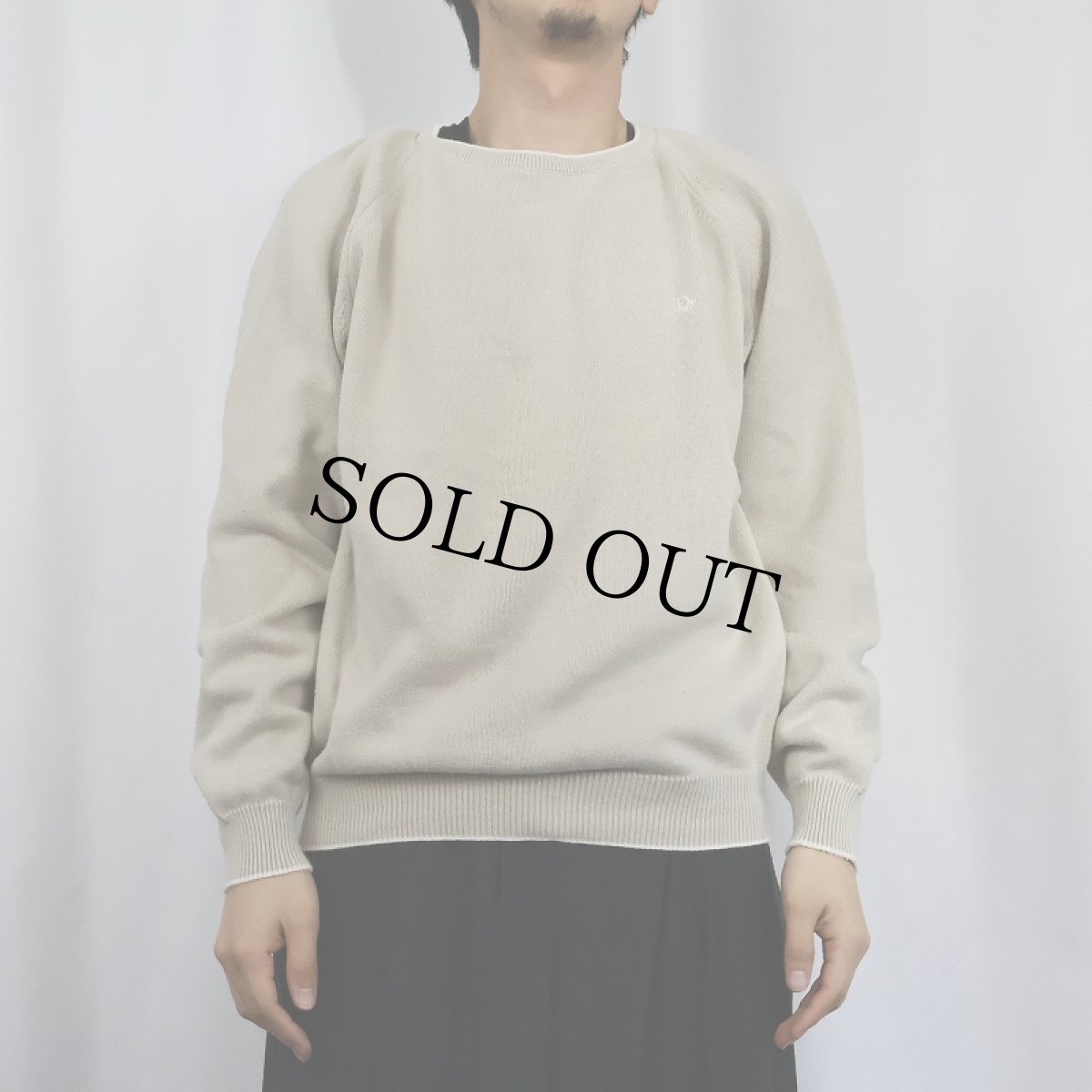 画像4: 80's Christian Dior MONSIEUR USA製 ロゴ刺繍 コットンニットセーター M (4)