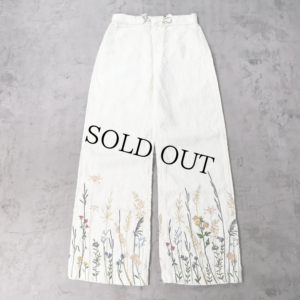 画像1: POLO Ralph Lauren フローラル刺繍 ヘンプパンツ W30 (1)