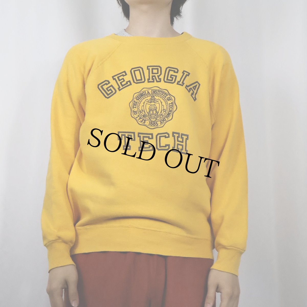 画像2: 80's Champion トリコタグ USA製 "GEORGIA TECH" プリントラグランスウェット L (2)