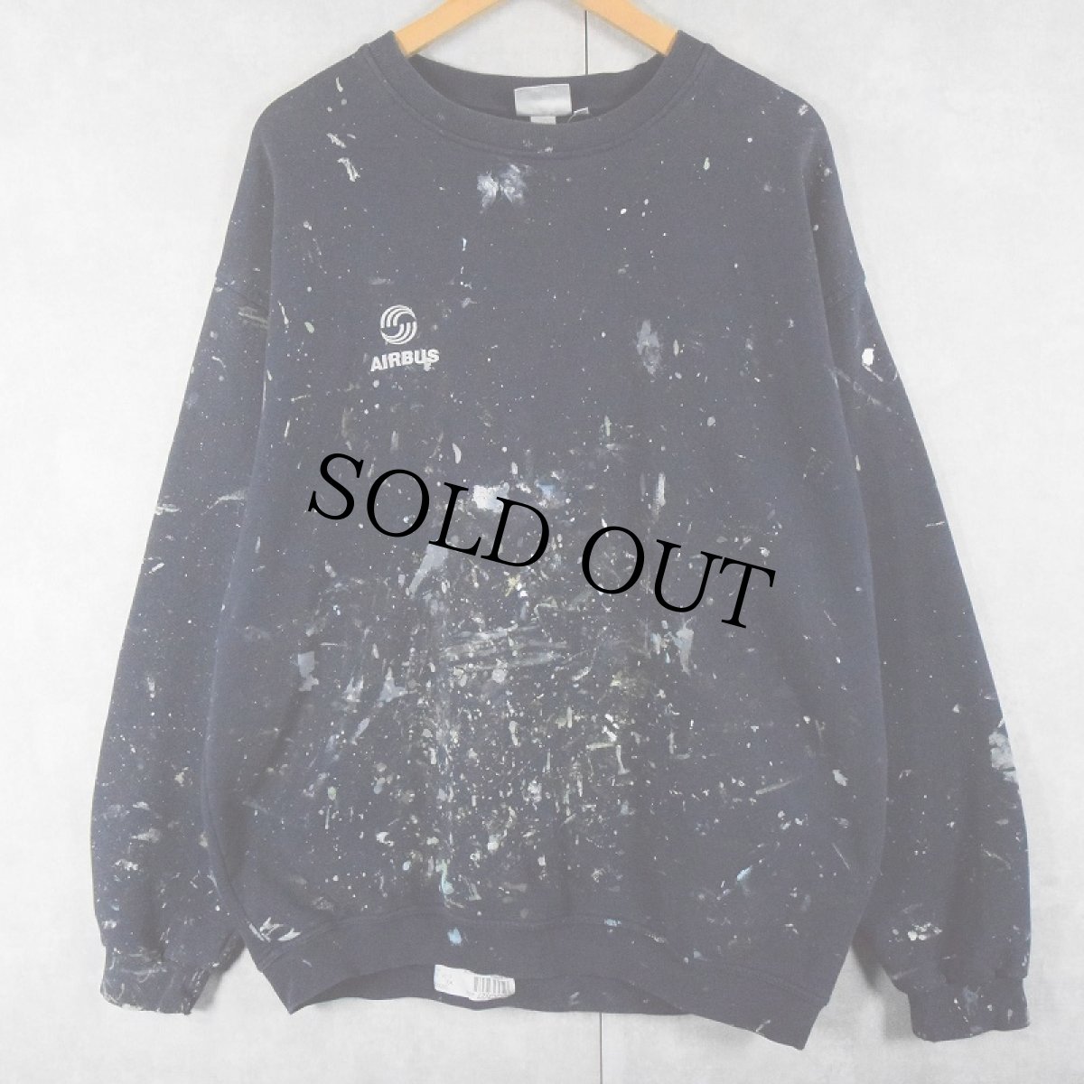 画像2: AIRBUS 航空会社ロゴ刺繍 ペンキペイントスウェット NAVY XL (2)