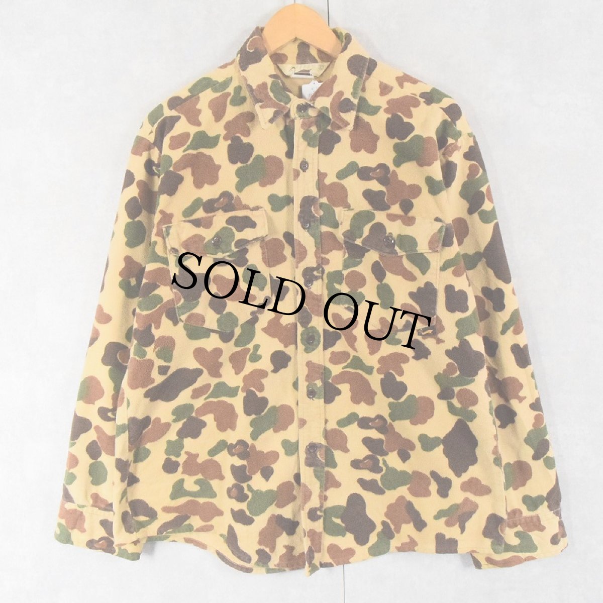 画像1: 80's Duxbak ダックハンターカモ柄 ライトネルシャツ L (1)