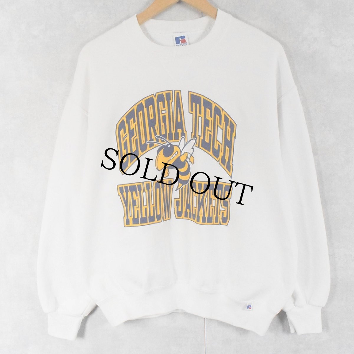 画像1: 90's RUSSELL ATHLETIC USA製 "GEORGIA TECH" 前V プリントスウェット L (1)