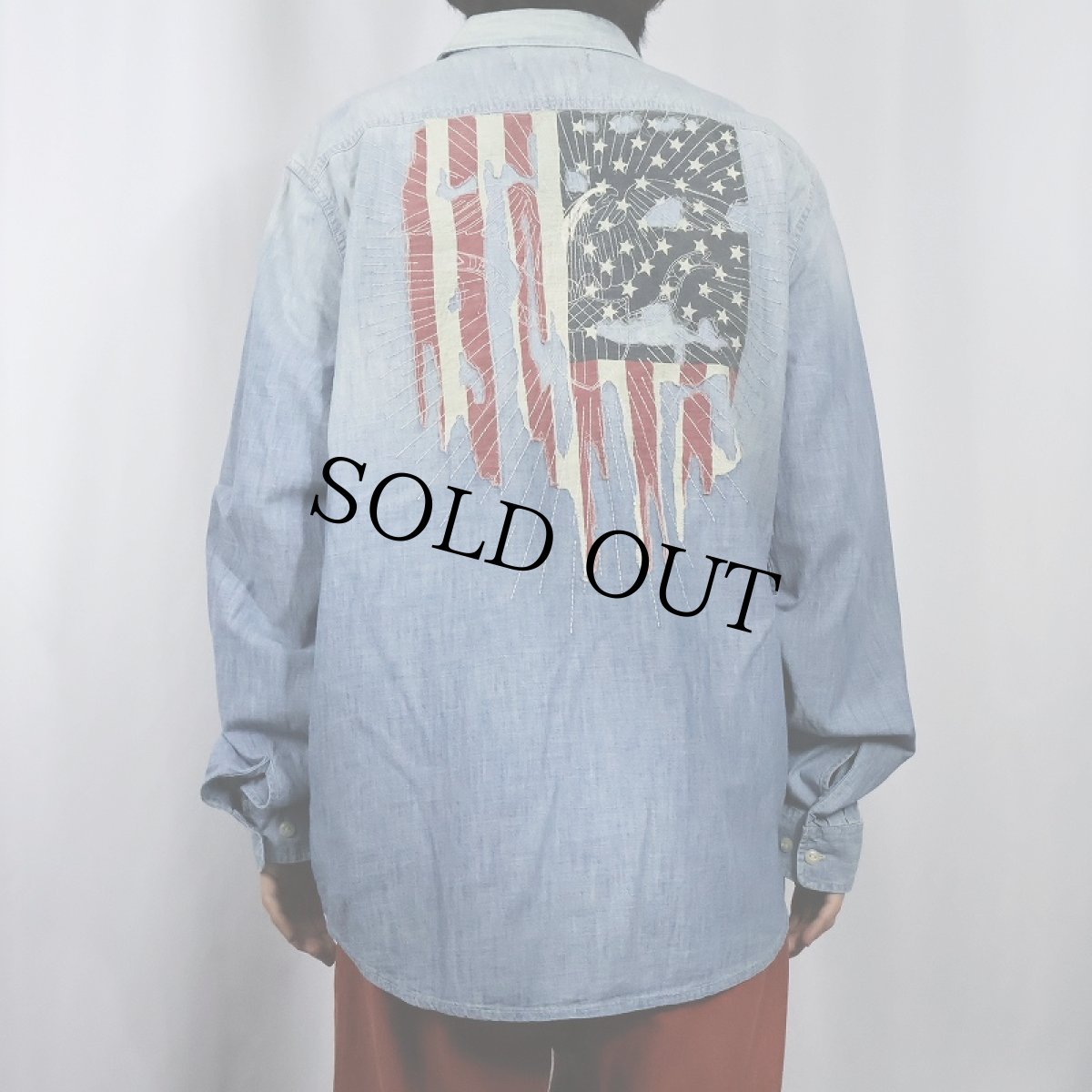 画像4: Ralph Lauren DENIM & SUPPLY 星条旗×鷲 シャンブレーシャツ XL (4)