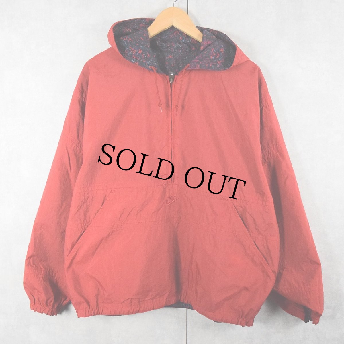 画像2: 90〜2000's NIKE ロゴ刺繍 リバーシブル ナイロンアノラックパーカー L (2)