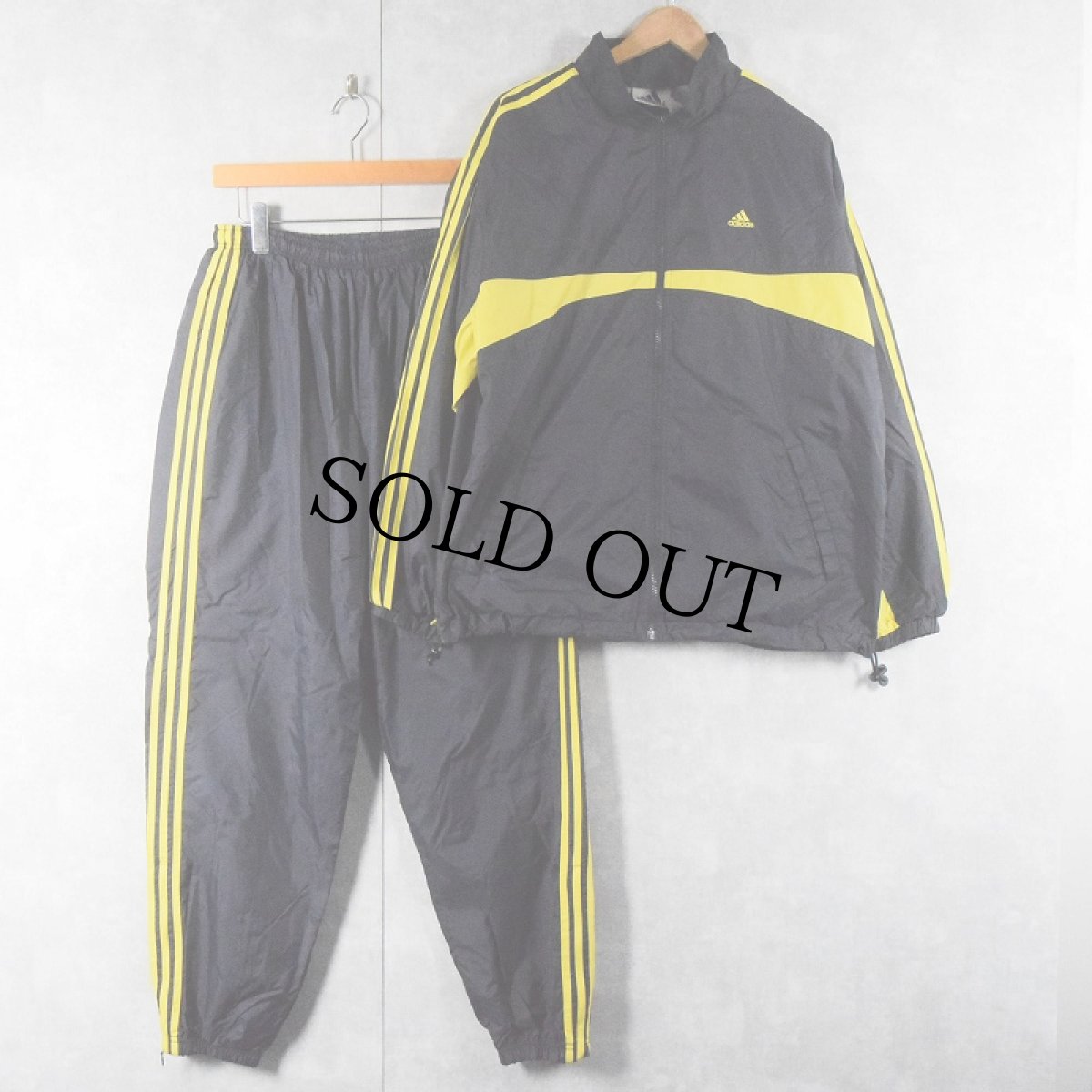 画像1: 90〜2000's adidas ロゴ刺繍 ナイロンジャケット/パンツ SETUP XL (1)