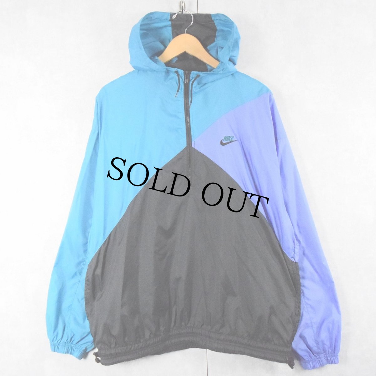 画像2: 90's NIKE 銀タグ ハーフジップ ナイロンパーカー XL (2)