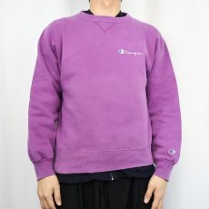 画像2: 80〜90's Champion USA製 青刺繍タグ 後期 前V ロゴ刺繍スウェット M (2)