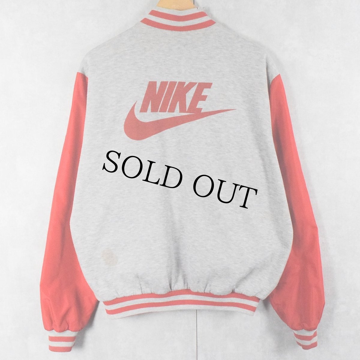 画像4: 90's NIKE 銀タグ ナイロン切り替え リバーシブル スウェットスタジャン (4)