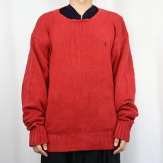 画像2: POLO Ralph Lauren ロゴ刺繍 コットンニットセーター L (2)