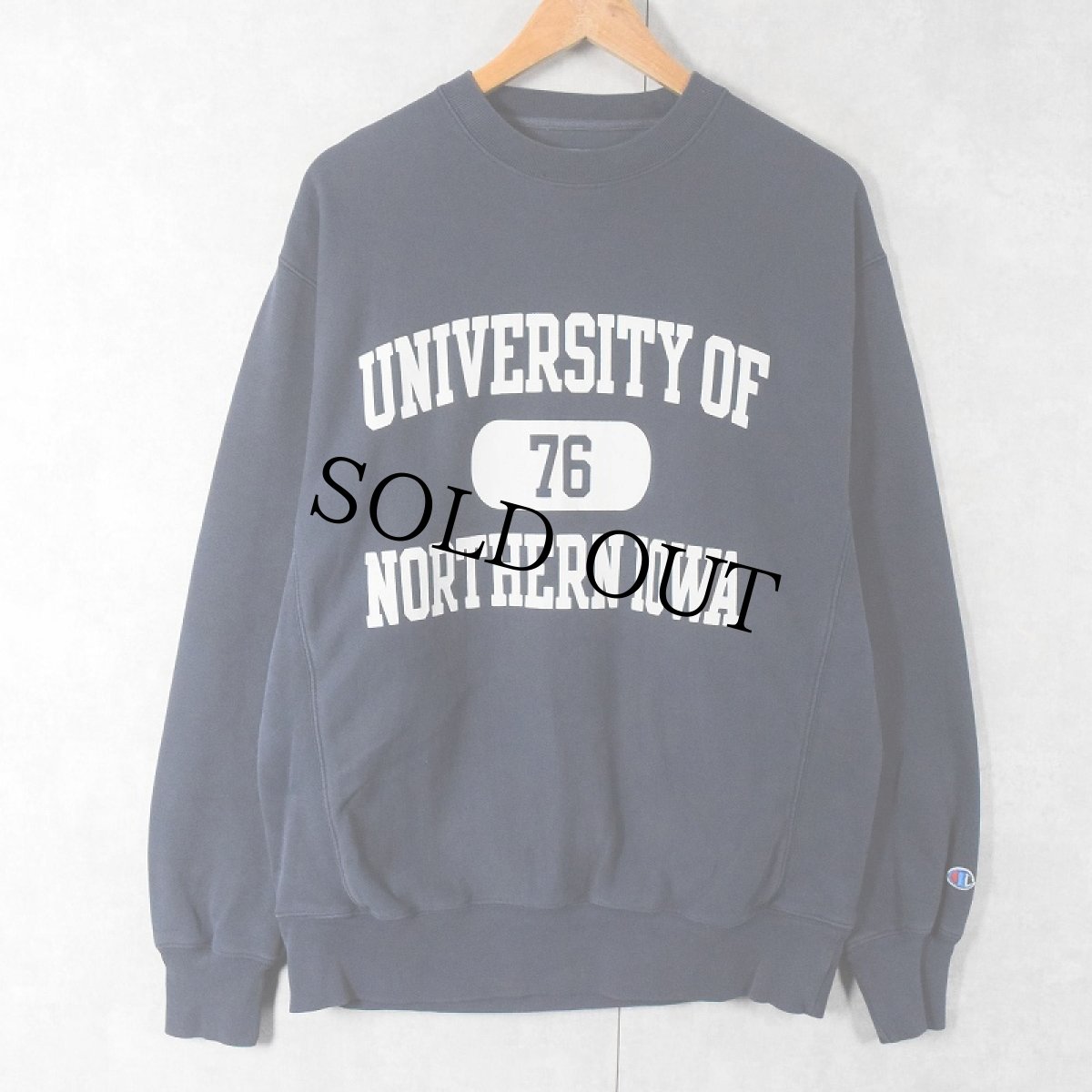 画像1: Champion REVERSE WEAVE "NORTHERN IOWA "プリントスウェット NAVY M (1)