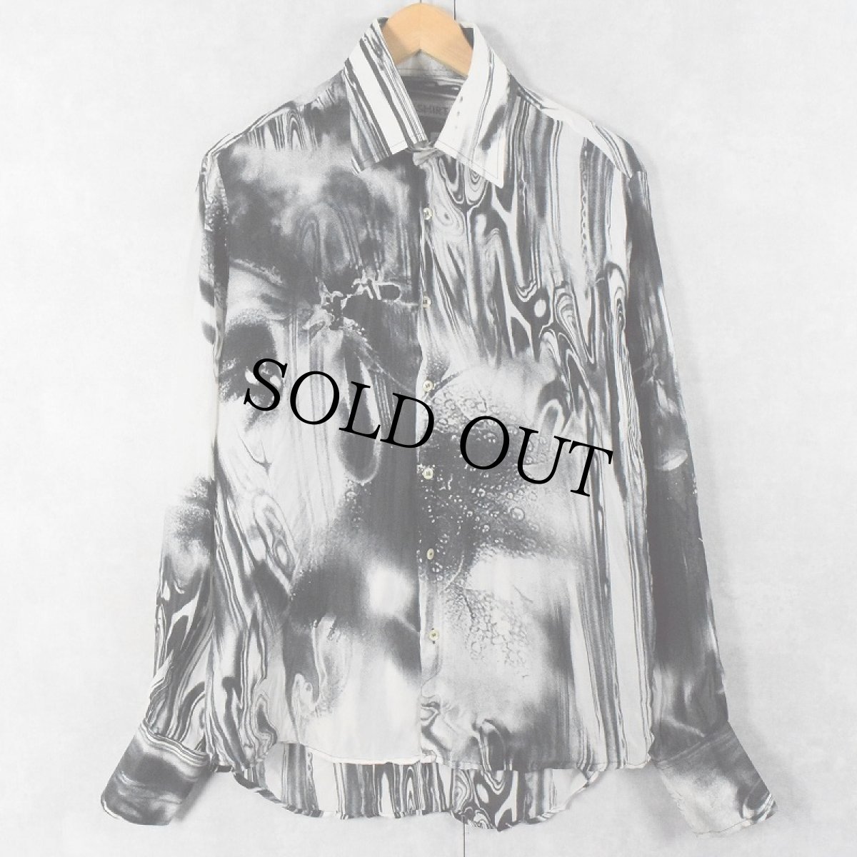 画像2: SONNYBONO マーブル柄 ポリエステルシャツ L (2)