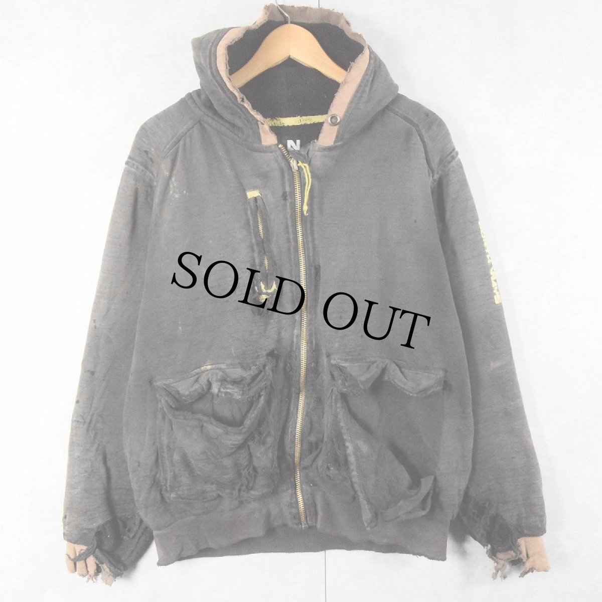 画像4: NORTHWAYS 無地 裏ボア フェードスウェット ジップパーカー BLACK L (4)