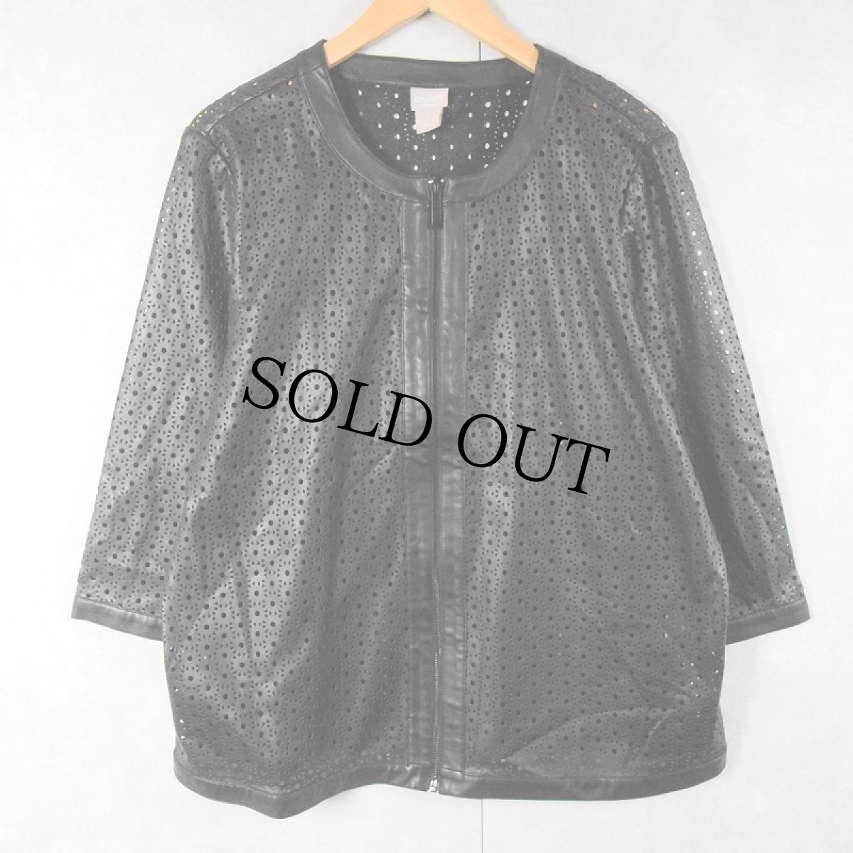 画像3: CHICO'S DESIGN パンチングデザイン フェイクレザージャケット BLACK size3 (3)