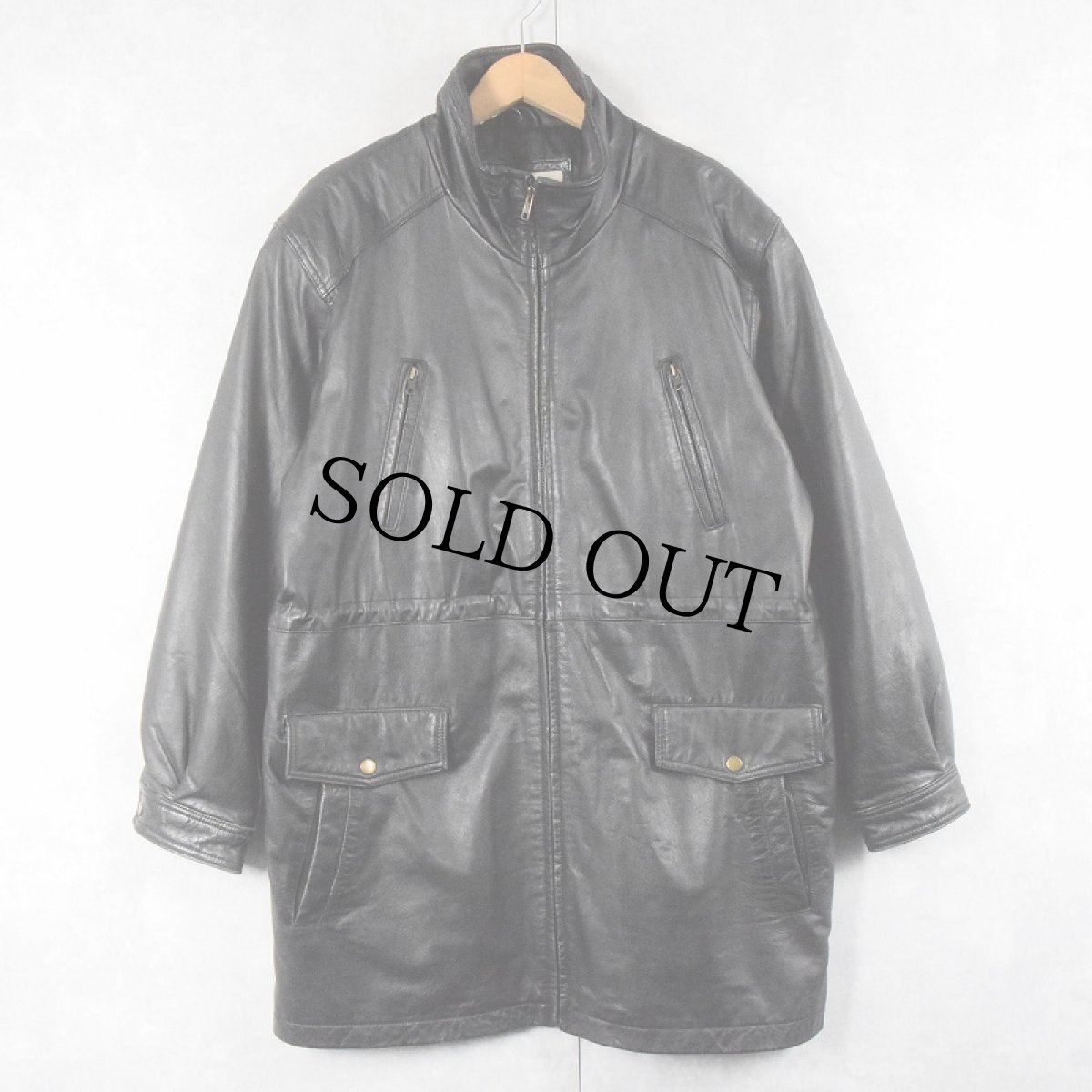 画像1: ORVIS レザーハーフコート BLACK M (1)