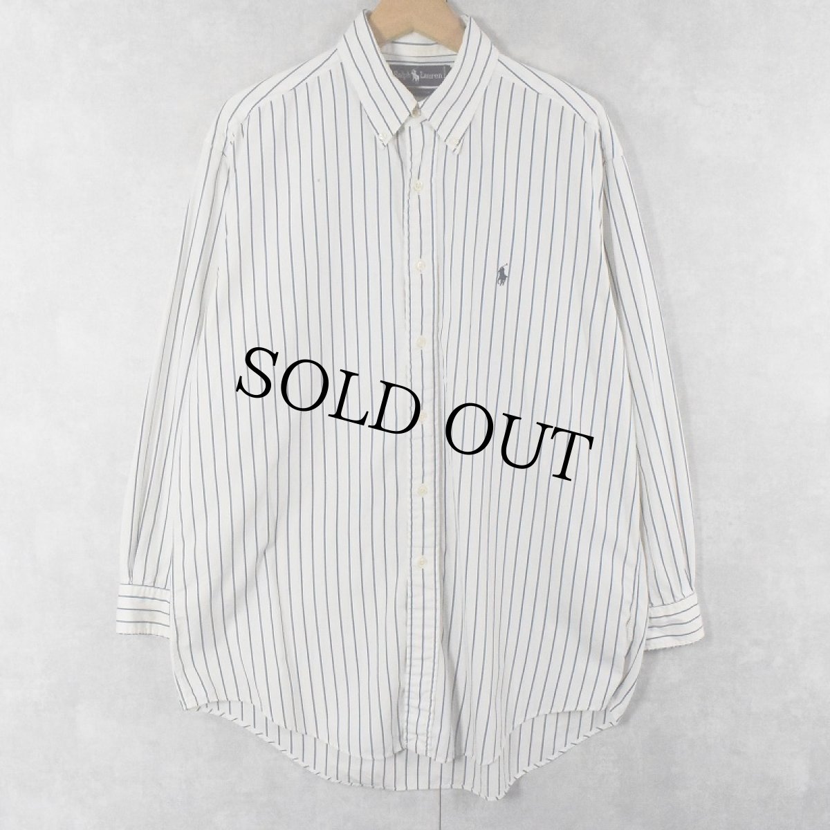 画像1: Ralph Lauren ストライプ柄 コットンボタンダウンシャツ SIZE16-32 (1)