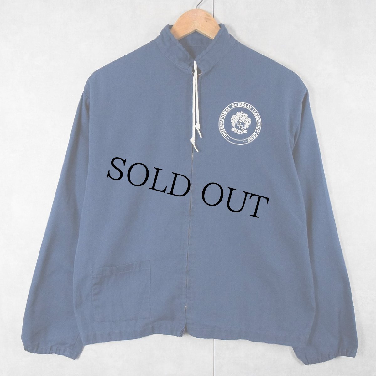 画像1: 〜70's "INTERNATIONAL De MOLAY LEADERSHIP CAMP" フロッキープリント スイングトップ NAVY (1)