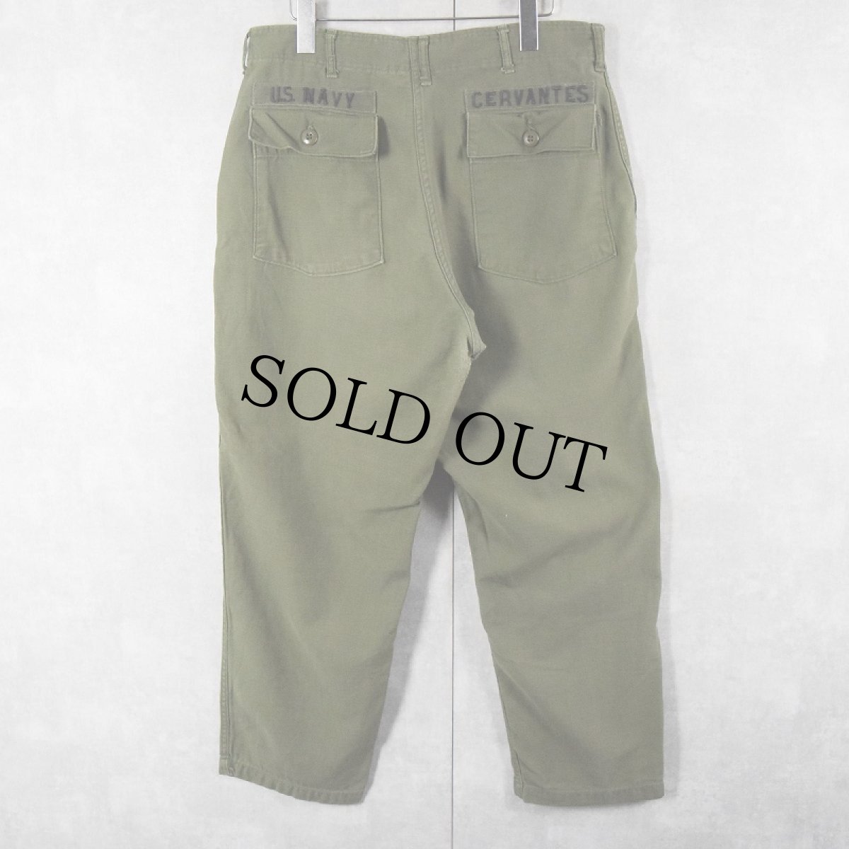 画像2: 70's U.S.ARMY "U.S.NAVYパッチ付き" ベイカーパンツ W34 (2)