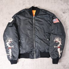 画像2: 70's "KOREA 76-77" MA-1 TYPE 龍刺繍 スーベニアジャケット (2)