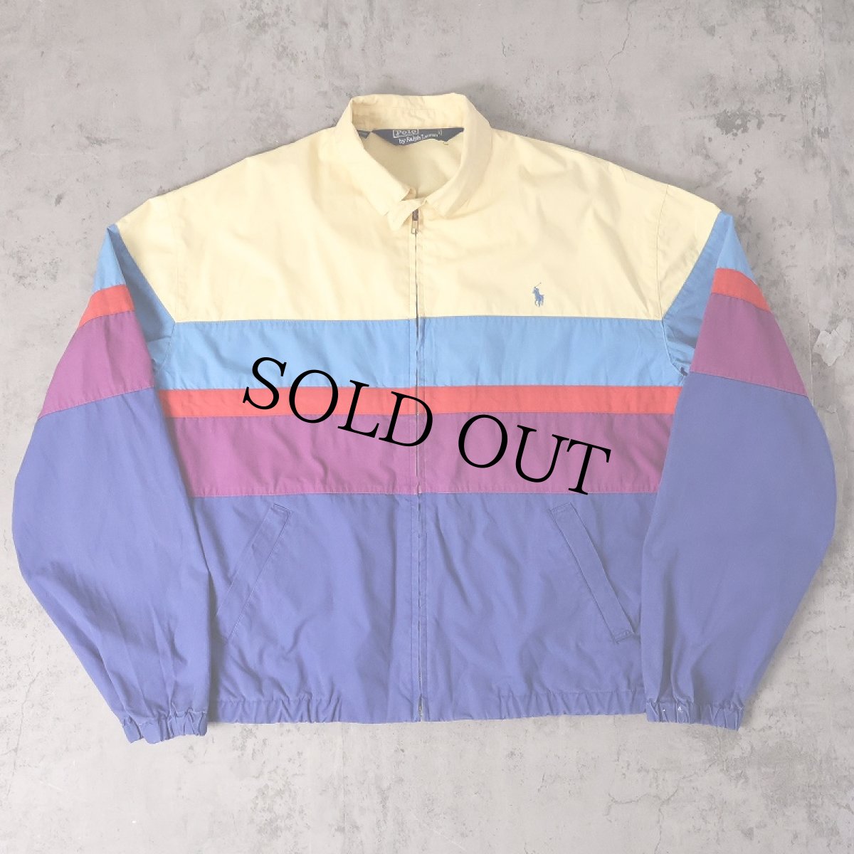 画像1: 90's POLO Ralph Lauren マルチボーダー柄 スイングトップ L (1)