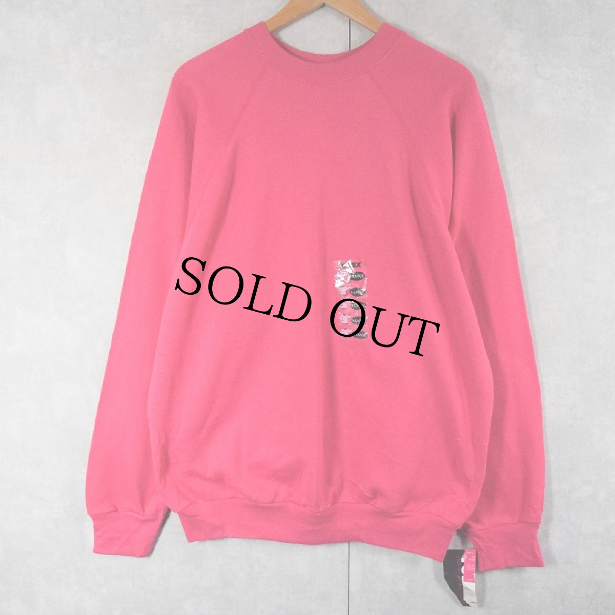 画像1: 90's TULTEX USA製 無地ラグランスウェット PINK XL DEADSTOCK (1)