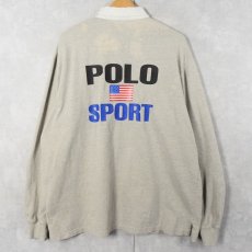 画像1: POLO Ralph Lauren "POLO SPORT" 星条旗プリント コットンラガーシャツ L (1)