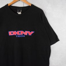 画像1: 90's DKNY TECH USA製 ロゴプリントTシャツ BLACK (1)