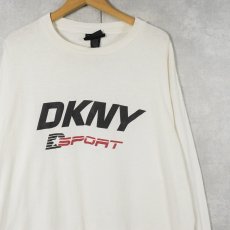 画像1: 90's DKNY SPORT USA製 ロゴプリントロンT L (1)
