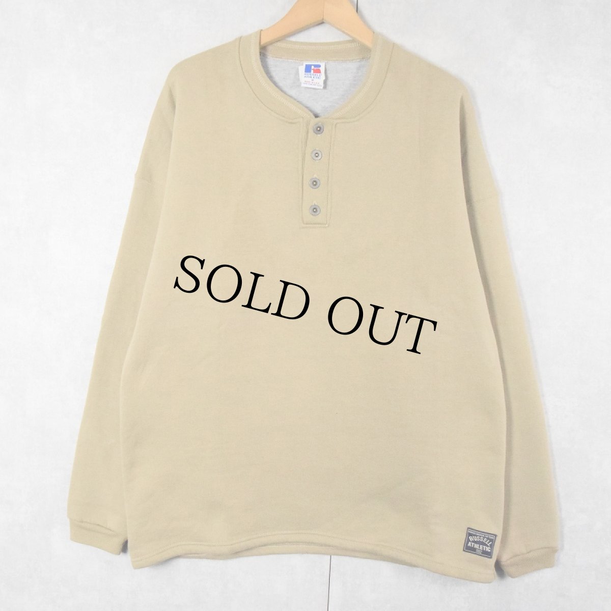 画像1: 90's RUSSELL ATHLETIC USA製 無地 ヘンリーネックスウェット M (1)