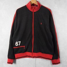 画像1: 90's POLO SPORT Ralph Lauren "67" サイドライン スウェットジップジャケット BLACK L (1)