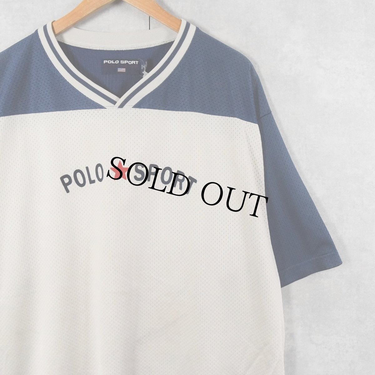 画像1: 90's POLO SPORT Ralph Lauren USA製 ロゴプリント メッシュゲームシャツ XL (1)