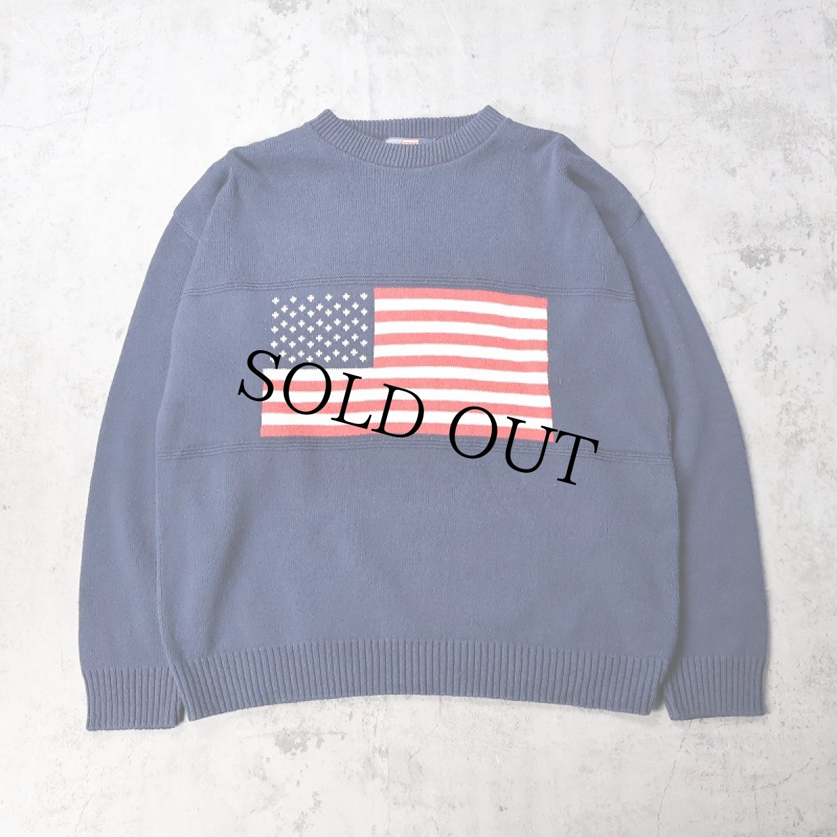 画像1: STARS AND STRIPES USA製 星条旗柄 コットンニットセーター L (1)