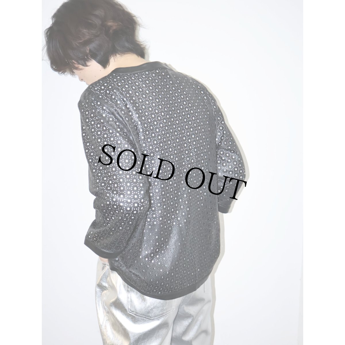 画像1: CHICO'S DESIGN パンチングデザイン フェイクレザージャケット BLACK size3 (1)