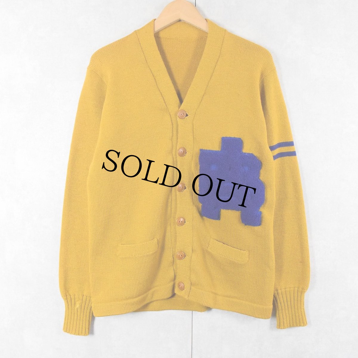 画像1: 40〜50's レタードニットカーディガン (1)