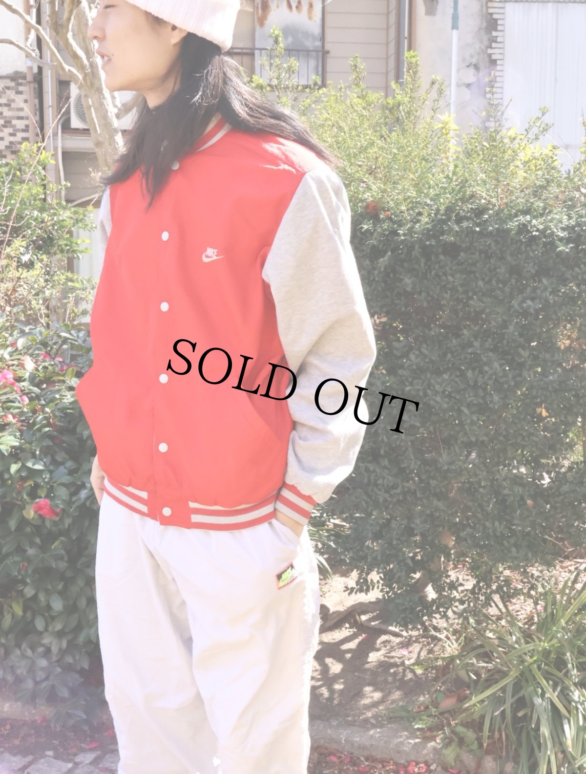 画像2: 90's NIKE 銀タグ ナイロン切り替え リバーシブル スウェットスタジャン (2)