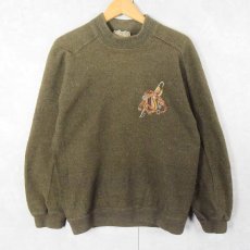 画像1: 80's GUCCI ITALY製 刺繍入り メルトンウールプルオーバー (1)