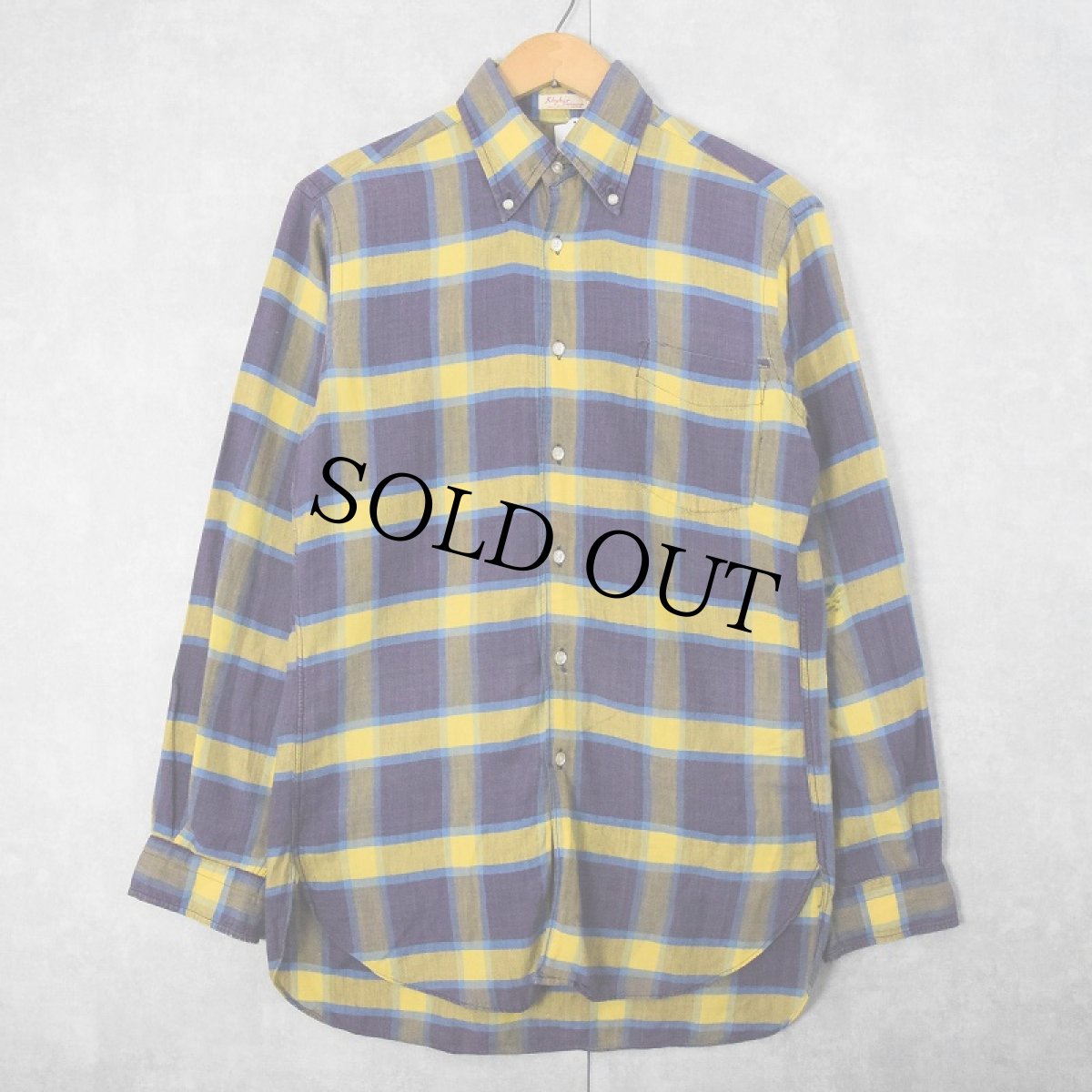 画像1: 60's Khyber チェック柄 マチ付き ボタンダウンシャツ (1)