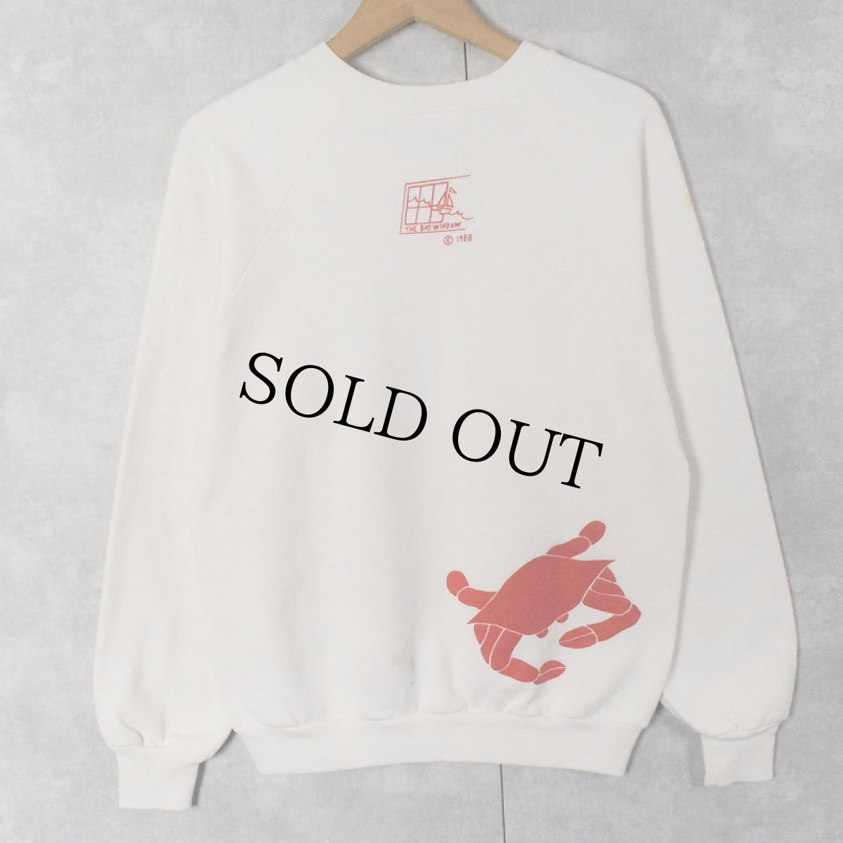 画像2: 80's THE BAY WINDOW USA製 カニプリントラグランスウェット M (2)