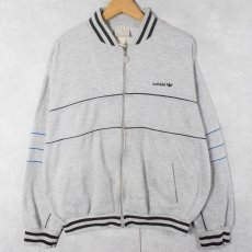画像1: 80's adidas ロゴ刺繍 スウェットジップジャケット (1)