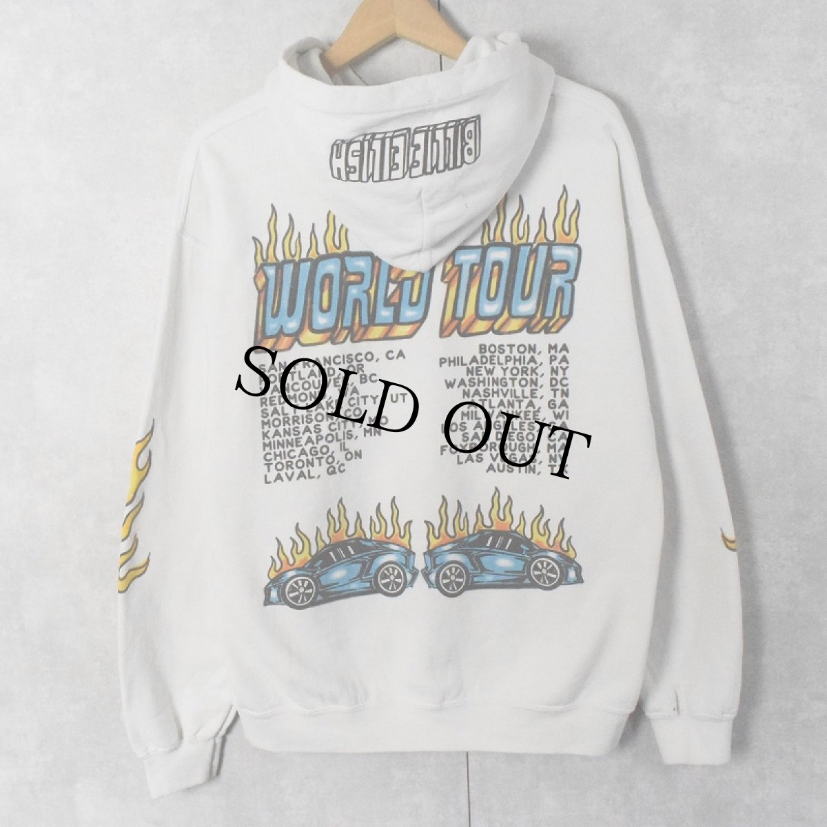 画像2: Billie Eilish "WORLD TOUR" ミュージシャンツアースウェットフーディー M (2)